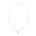 Platinum Diamond &amp; Pink Sapphire Mini Heart Pendant Necklace