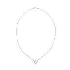 Platinum Diamond &amp; Pink Sapphire Mini Heart Pendant Necklace