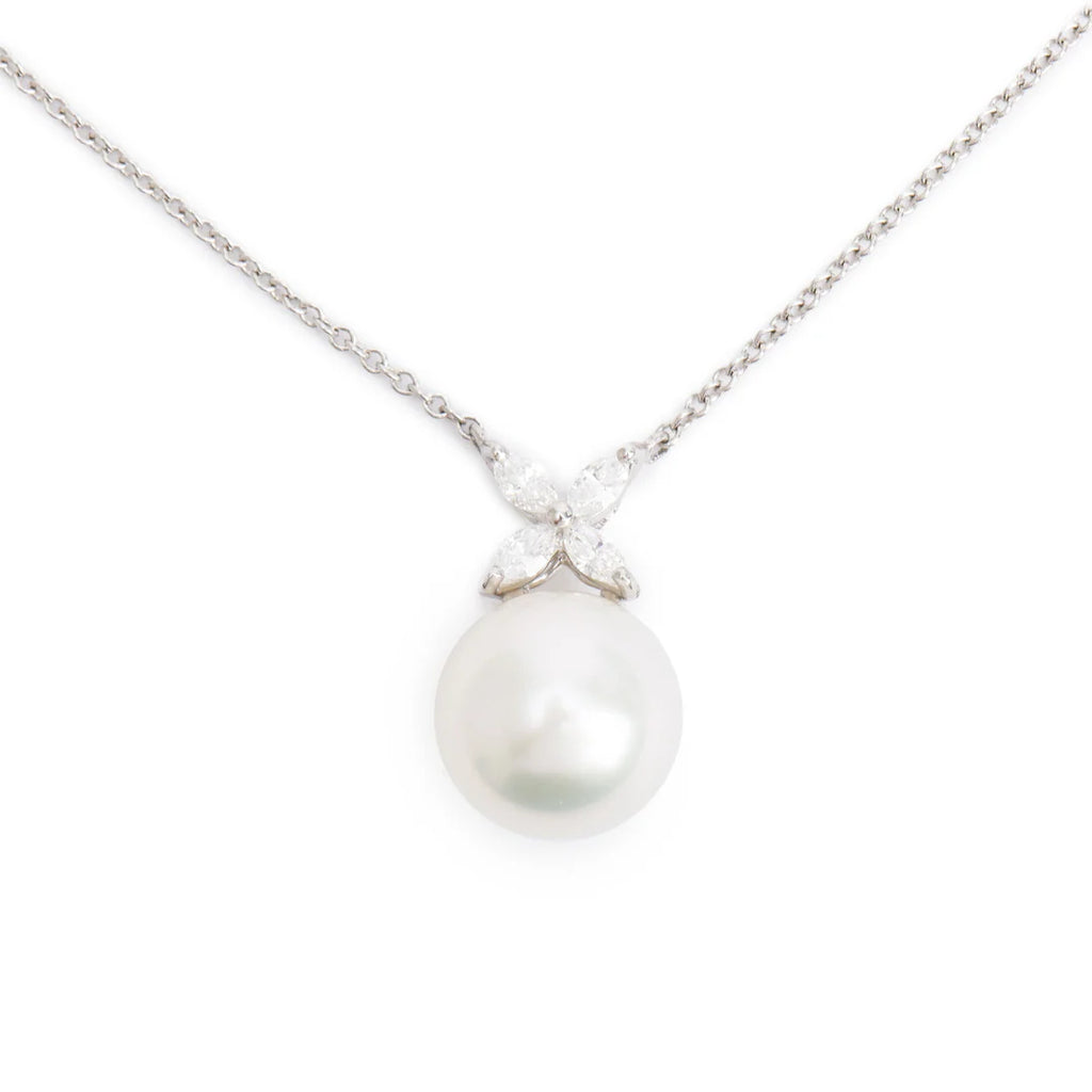 Platinum Victoria South Sea Pearl &amp; Diamond Pendant Necklace