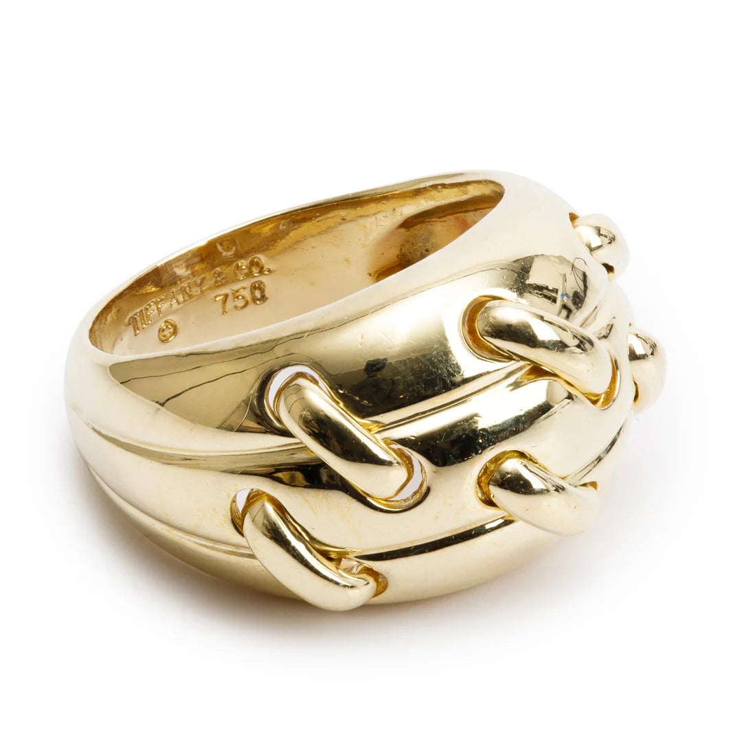 Vintage 18k Yellow Gold Stitch Ring, Size 6.25