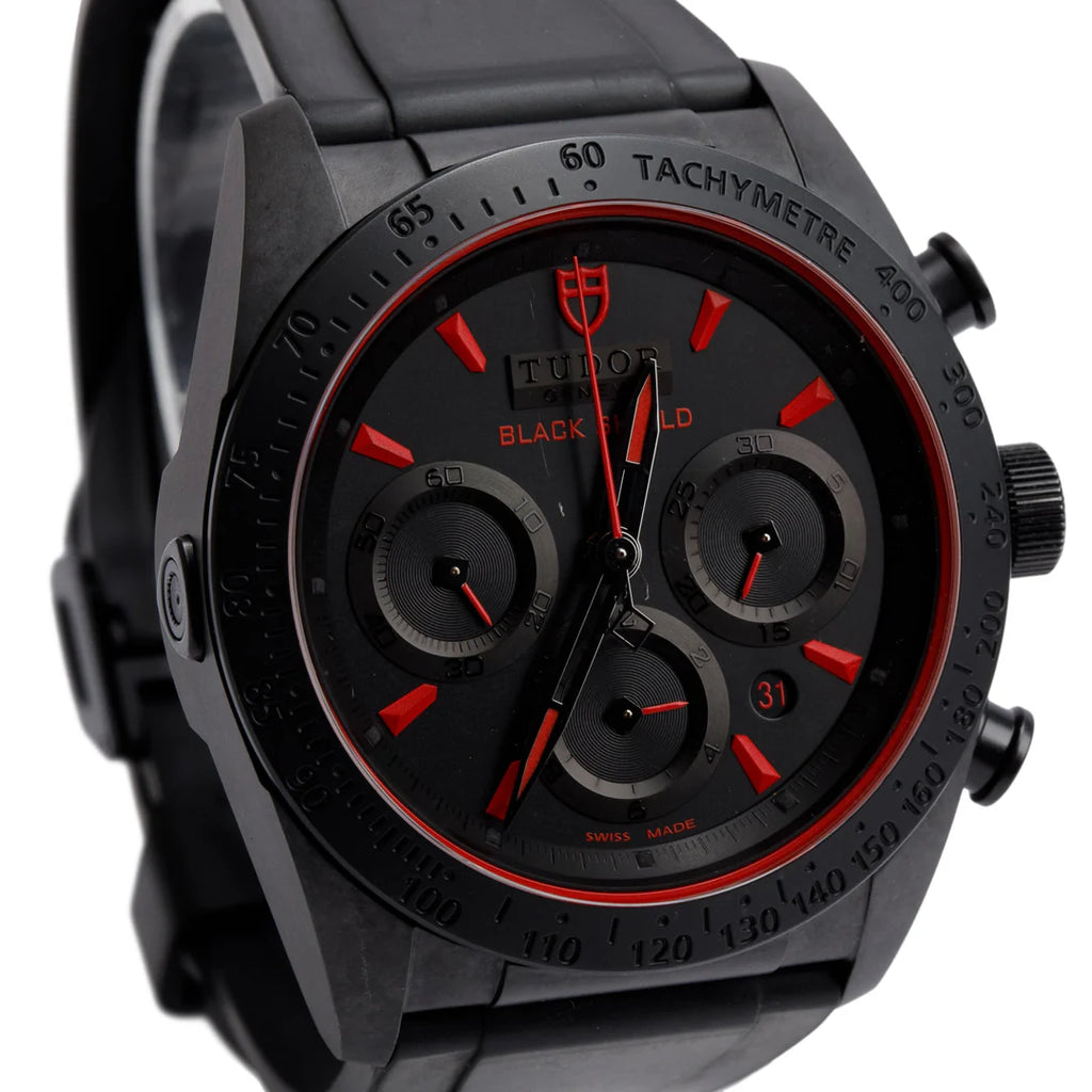 Black Ceramic Fastrider Black Shield Red Dial 42 MM Chronograph Automatic Watch 42000CR w/ Box &amp; Papers