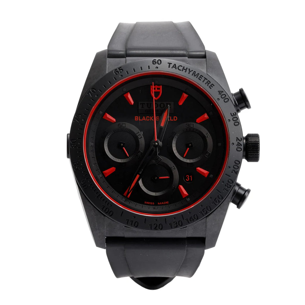 Black Ceramic Fastrider Black Shield Red Dial 42 MM Chronograph Automatic Watch 42000CR w/ Box &amp; Papers