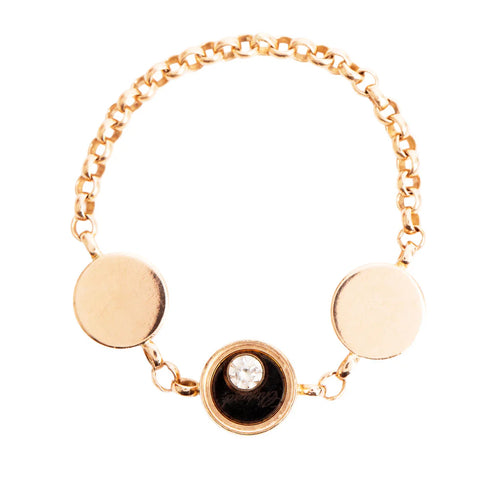 18k Rose Gold Diamond &amp; Onyx Happy Darling Chain Ring, Size 4.5