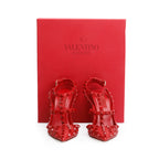 Red Leather Rockstud Ankle Strap Pumps, Size 36.5 w/ Box Coeur Cult Core