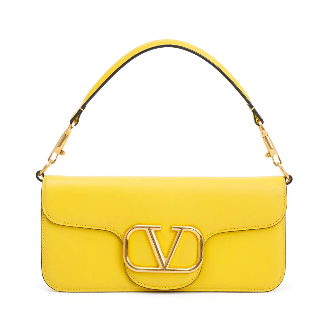 Yellow Calfskin Leather Vlogo Loco Shoulder Bag