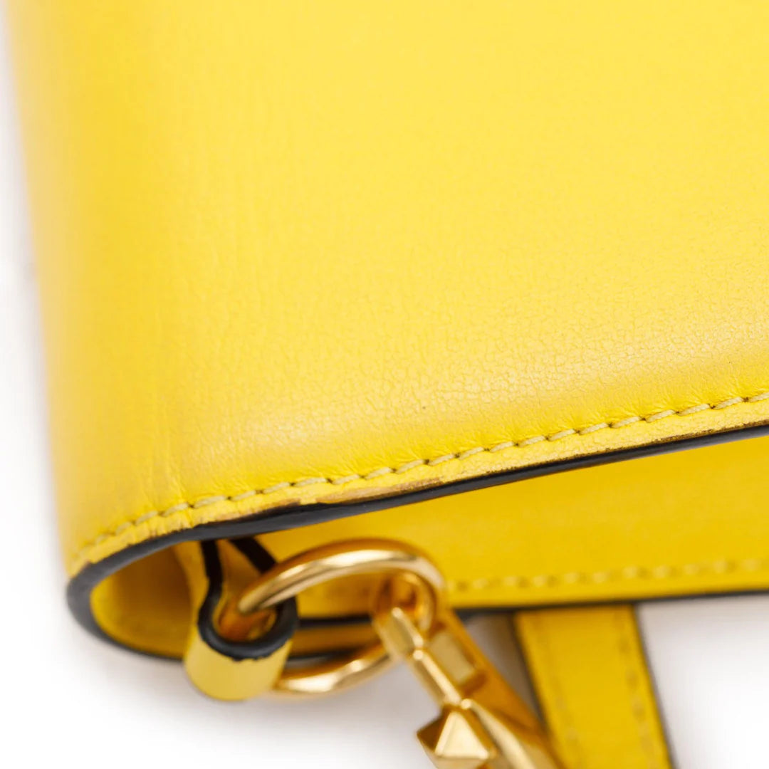 Yellow Calfskin Leather Vlogo Loco Shoulder Bag