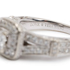 14k White Gold Love Diamond Engagement Ring, Size 6 w/ GIA Certificate