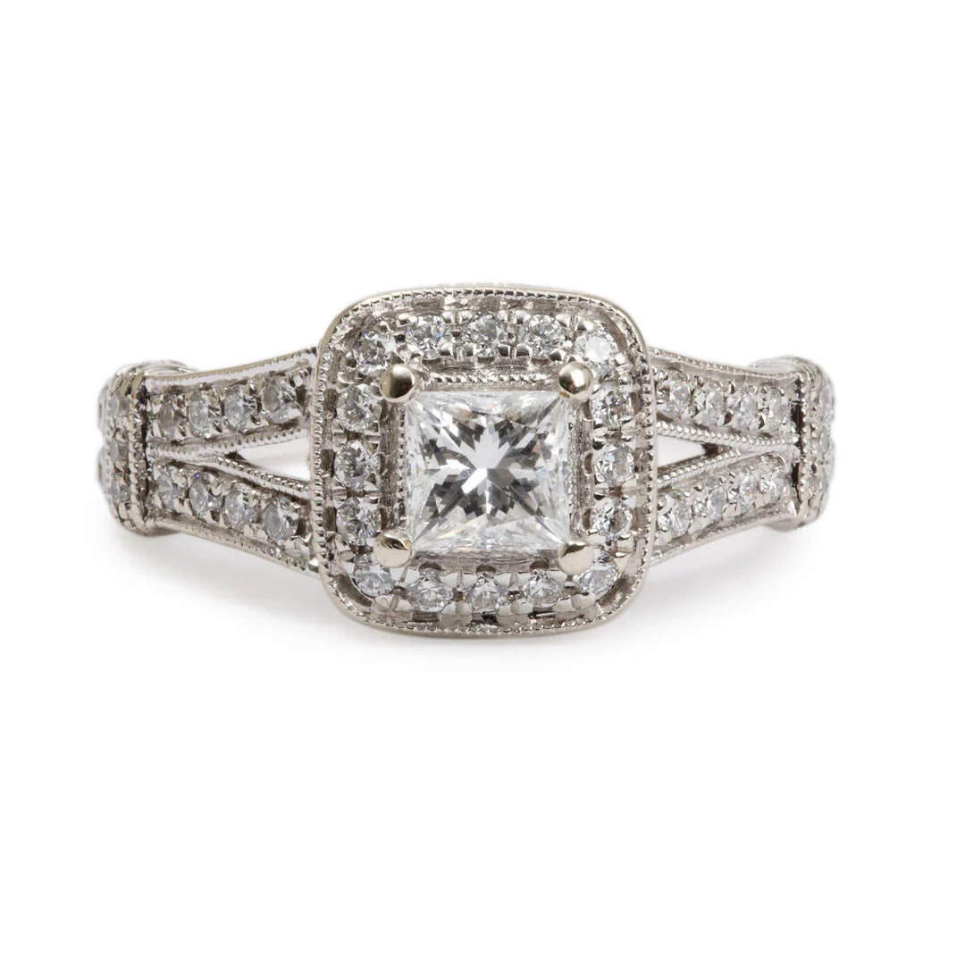 14k White Gold Love Diamond Engagement Ring, Size 6 w/ GIA Certificate