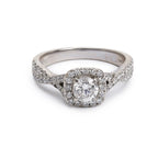 14k White Gold Love Diamond Engagement Ring, Size 6.5