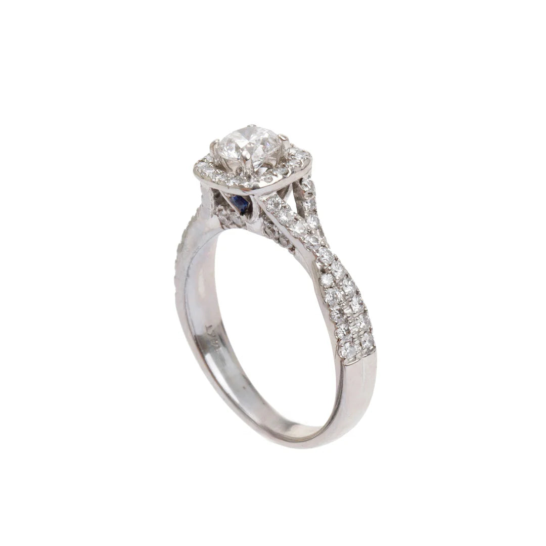 14k White Gold Love Diamond Engagement Ring, Size 6.5