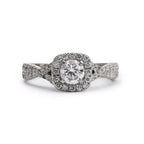 14k White Gold Love Diamond Engagement Ring, Size 6.5