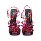 Pink Pvc Medusa Insignia T-Strap Sandals, Size 40 Coeur Cult Core