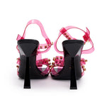 Pink Pvc Medusa Insignia T-Strap Sandals, Size 40 Coeur Cult Core