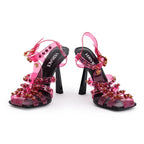 Pink Pvc Medusa Insignia T-Strap Sandals, Size 40 Coeur Cult Core