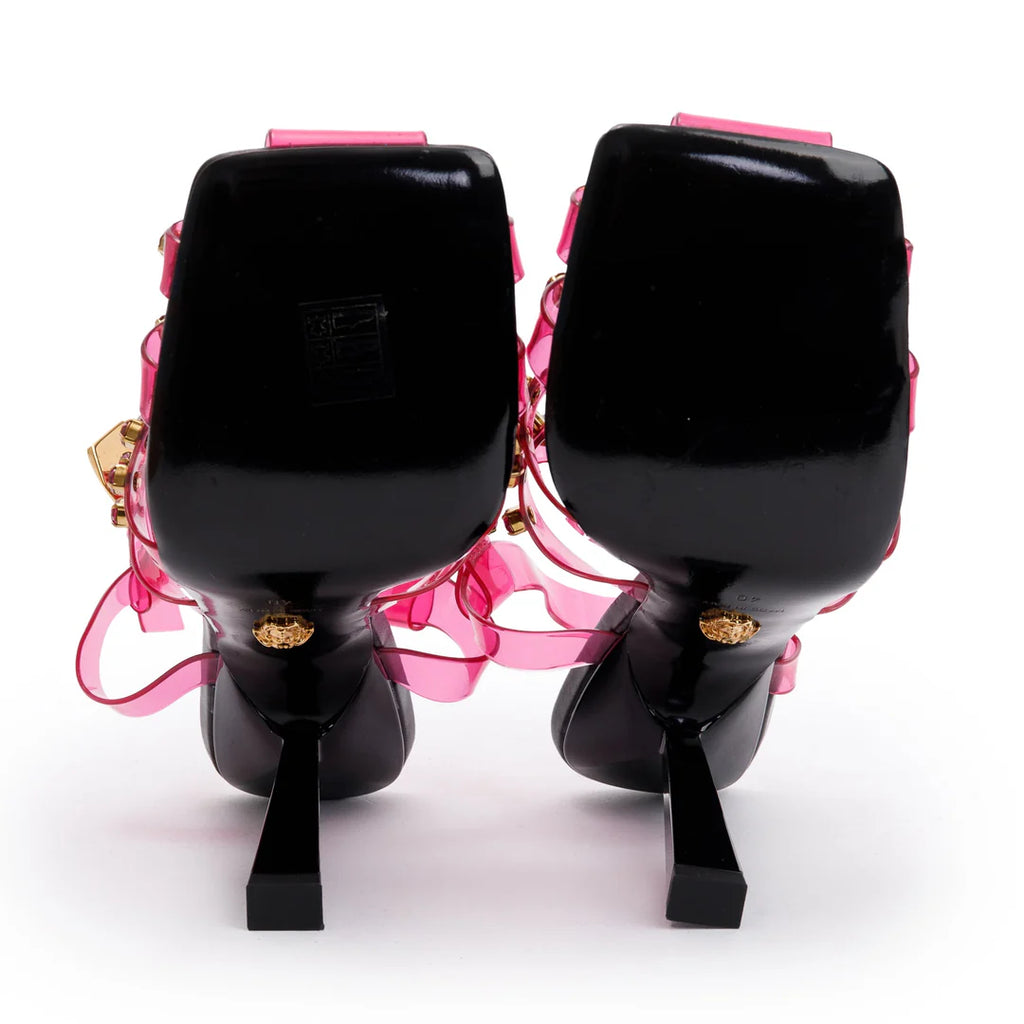Pink Pvc Medusa Insignia T-Strap Sandals, Size 40 Coeur Cult Core