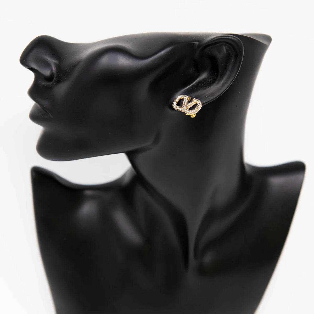 Valentino Crystal Logo Stud Earrings Coeur Cult Core