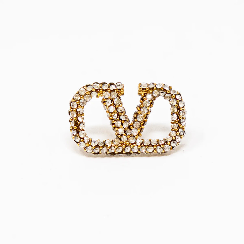 Valentino Crystal Logo Stud Earrings Coeur Cult Core