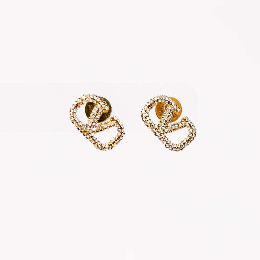 Valentino Crystal Logo Stud Earrings Coeur Cult Core