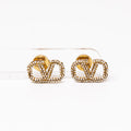Valentino Crystal Logo Stud Earrings Coeur Cult Core