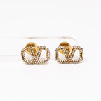 Valentino Crystal Logo Stud Earrings Coeur Cult Core