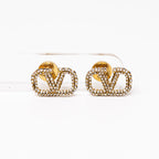 Valentino Crystal Logo Stud Earrings Coeur Cult Core