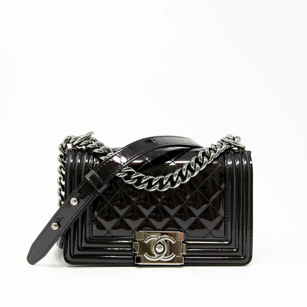 Chanel Black Patent Small Boy Bag Coeur Cult Core