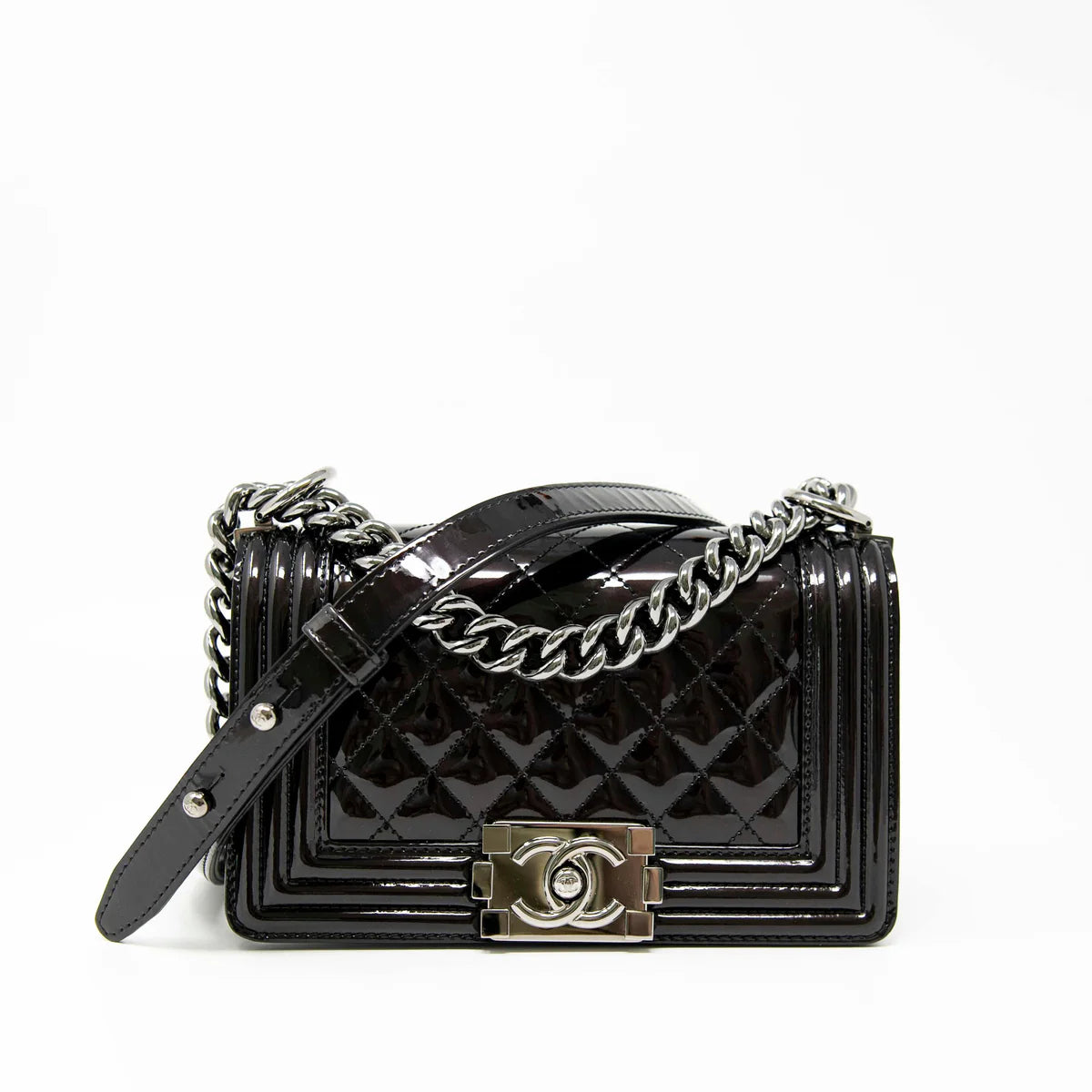 Chanel Black Patent Small Boy Bag Coeur Cult Core