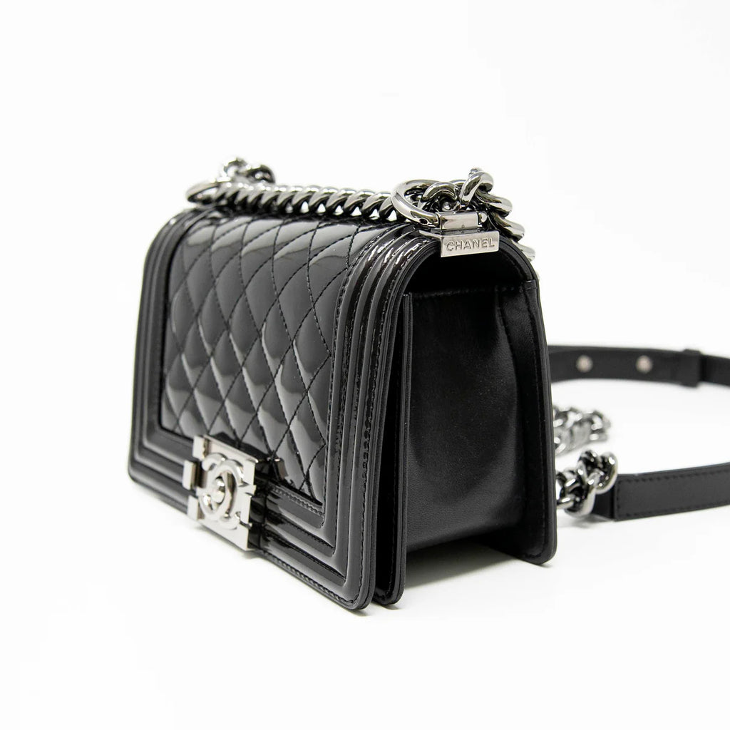 Chanel Black Patent Small Boy Bag Coeur Cult Core