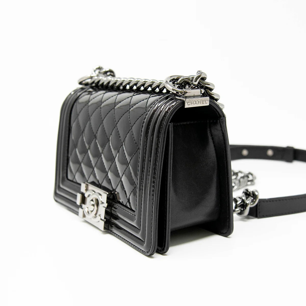 Chanel Black Patent Small Boy Bag Coeur Cult Core