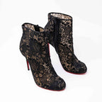 Christian Louboutin Black Miss Tennis Lace Boots 37 Coeur Cult Core