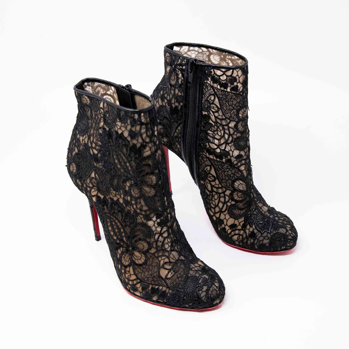 Christian Louboutin Black Miss Tennis Lace Boots 37 Coeur Cult Core