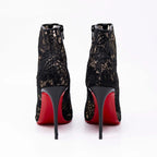 Christian Louboutin Black Miss Tennis Lace Boots 37 Coeur Cult Core