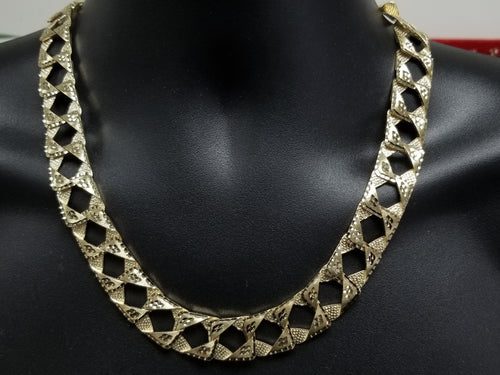 17MM 10k Yellow Diamond Cut Gourmette Gold Chain MGC-008, Size: 22 Coeur Cult Core