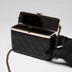 Pre-Loved Chanel™ Black Soft Leather Vanity Case Coeur Cult Core