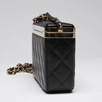 Pre-Loved Chanel™ Black Soft Leather Vanity Case Coeur Cult Core
