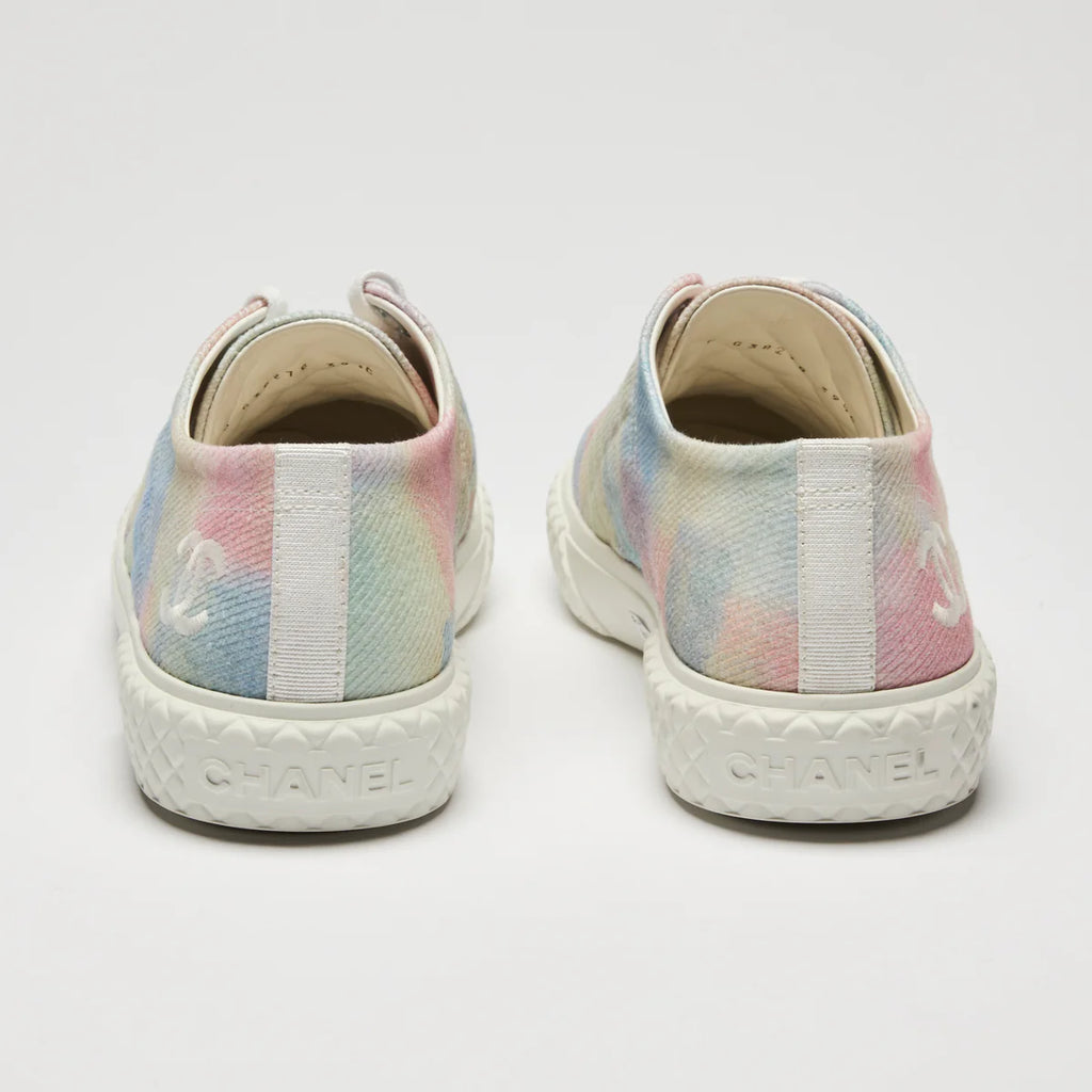 Pre-Loved Chanel™ Multicolor Quilted Fabric Sneakers Size 39.5 Coeur Cult Core