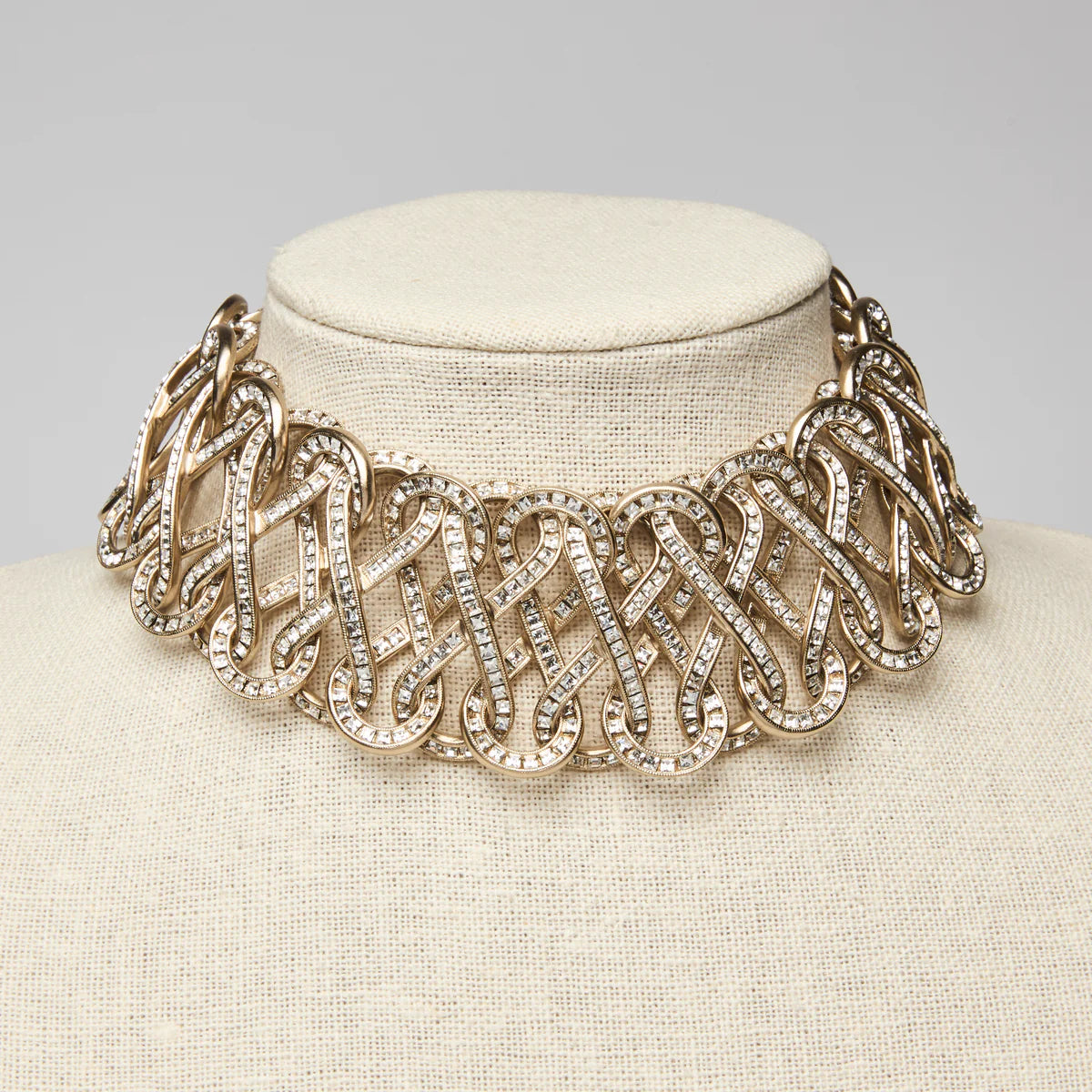 Pre-Loved Chanel ™ 2017 Infinity Crystal and Gold Choker Necklace Coeur Cult Core