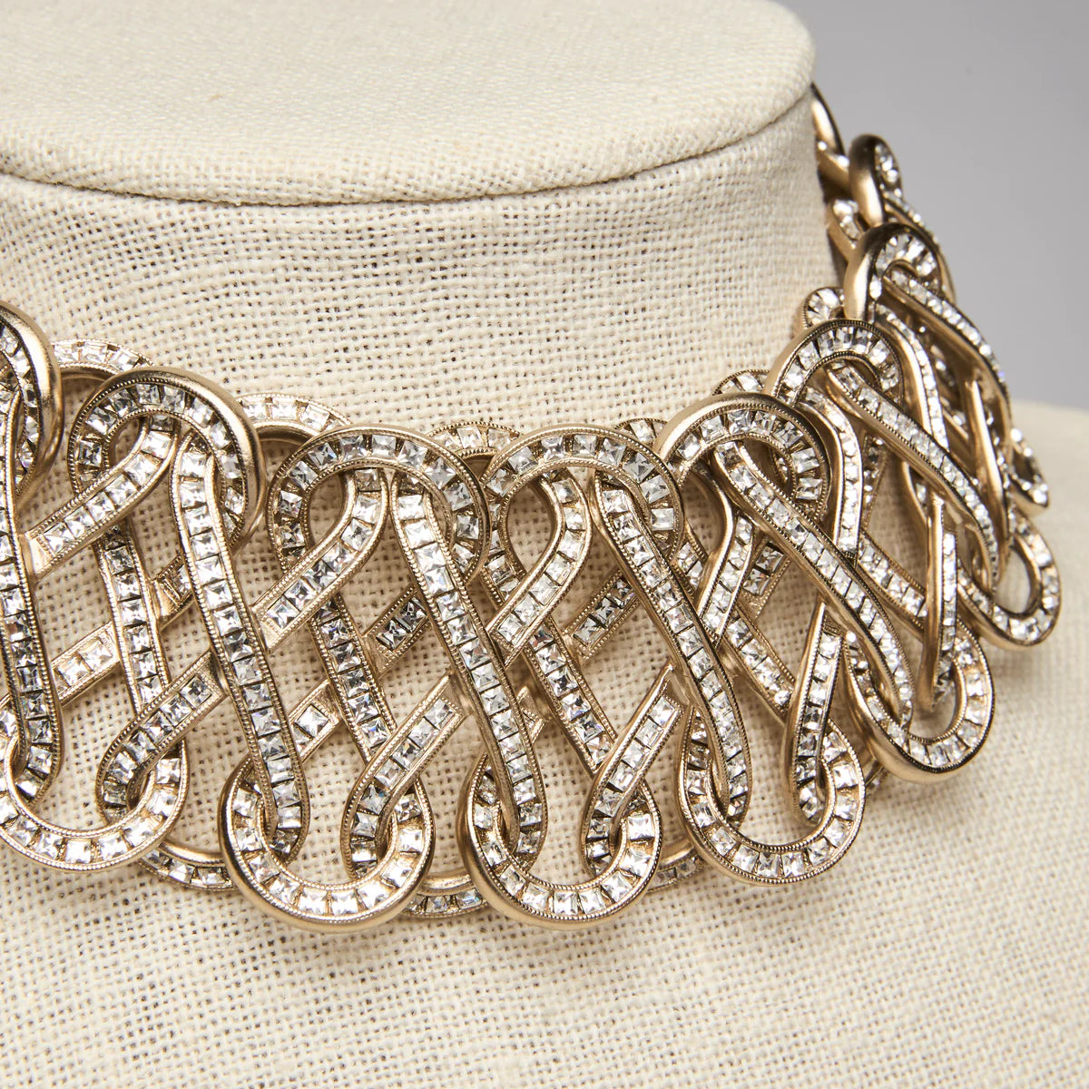 Pre-Loved Chanel ™ 2017 Infinity Crystal and Gold Choker Necklace Coeur Cult Core