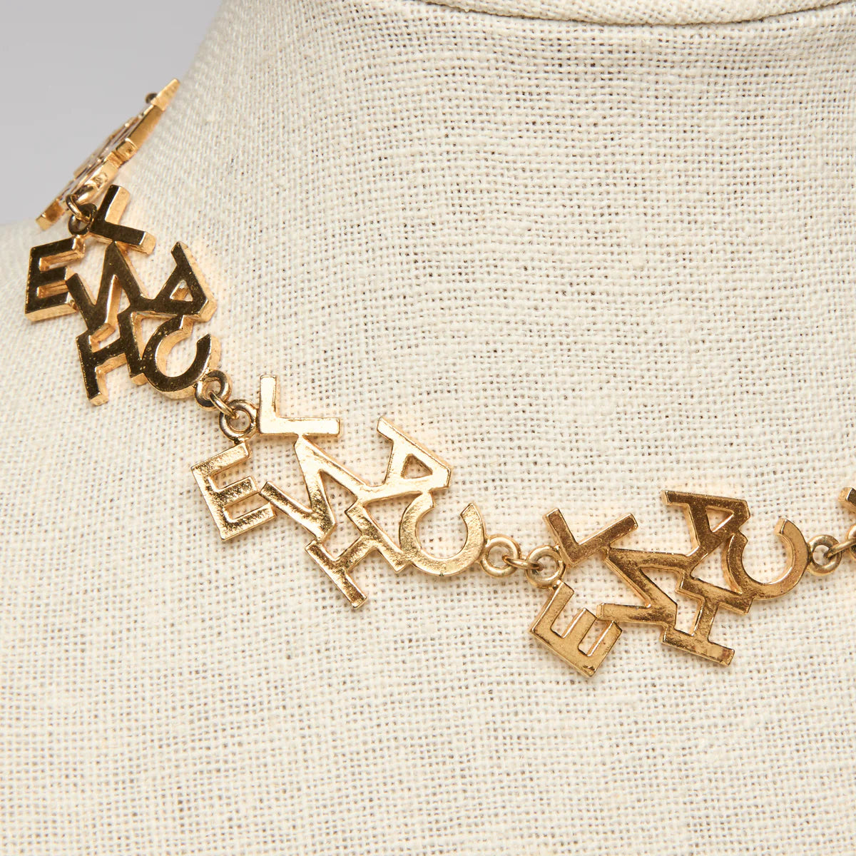 Pre-Loved Chanel ™ Gold Logo Choker Necklace Coeur Cult Core