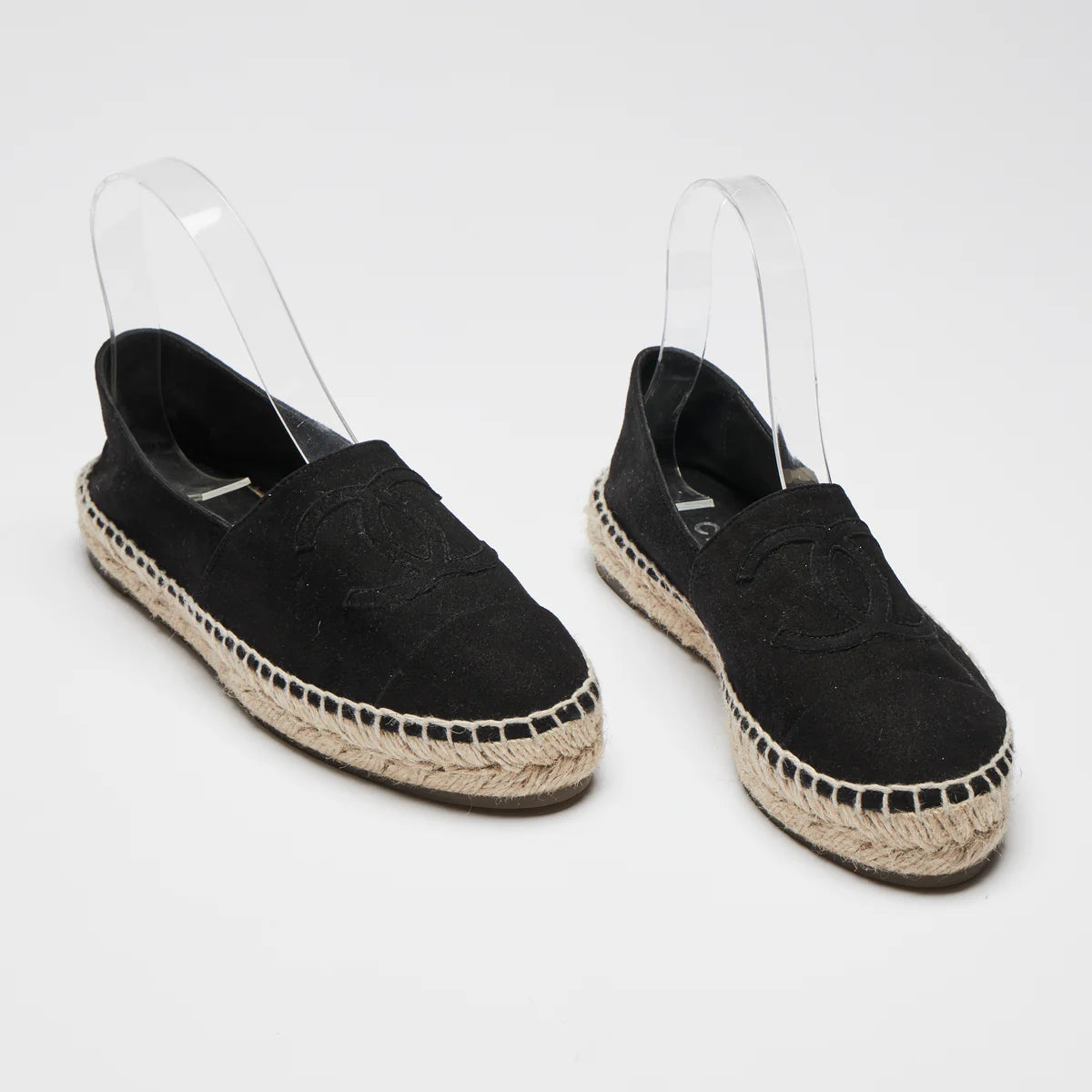 Pre-Loved Chanel ™ Black Suede Espadrilles Size 36