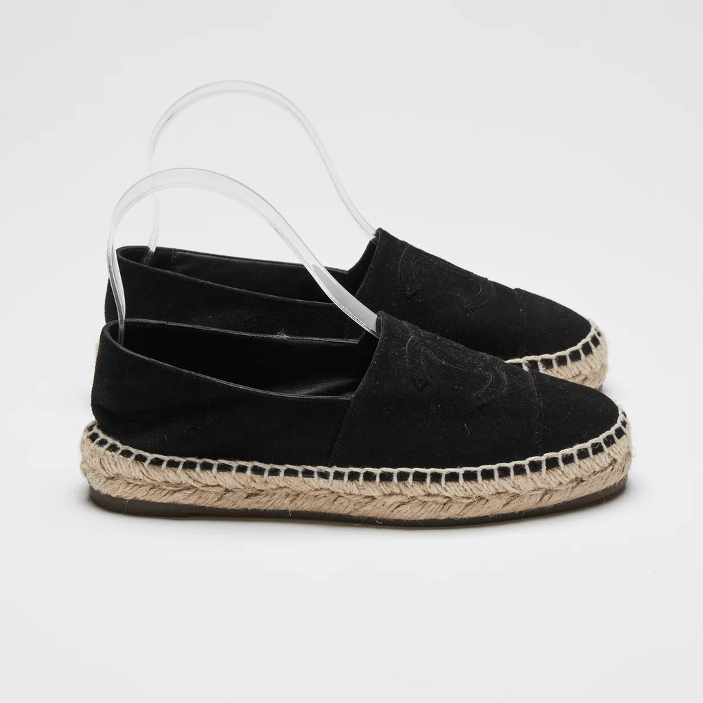 Pre-Loved Chanel ™ Black Suede Espadrilles Size 36