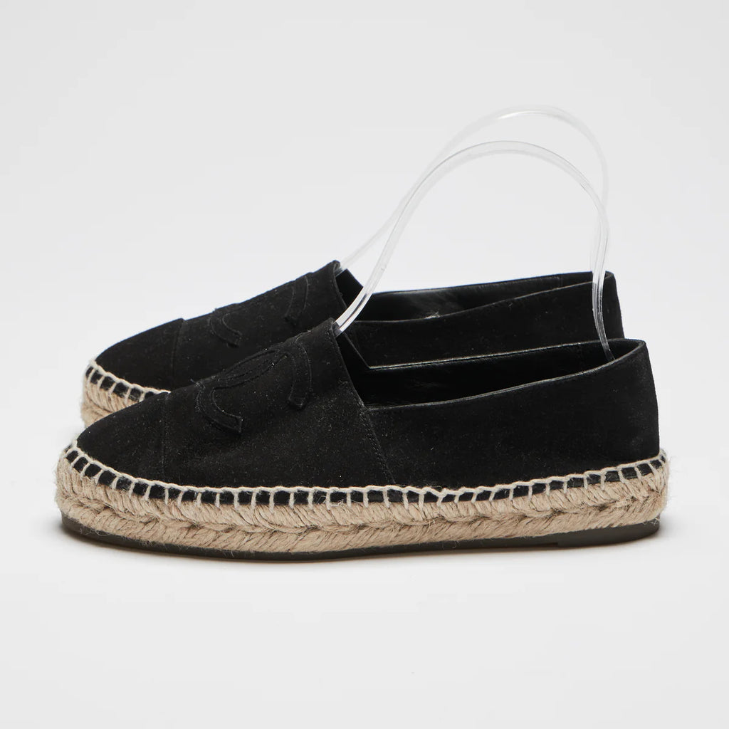 Pre-Loved Chanel ™ Black Suede Espadrilles Size 36