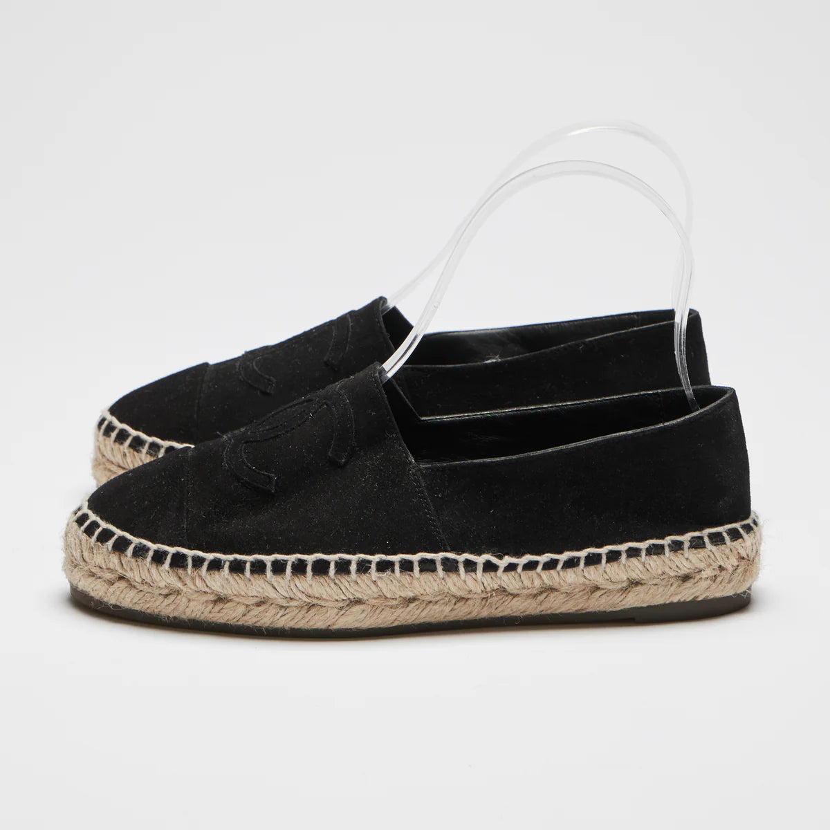 Pre-Loved Chanel ™ Black Suede Espadrilles Size 36