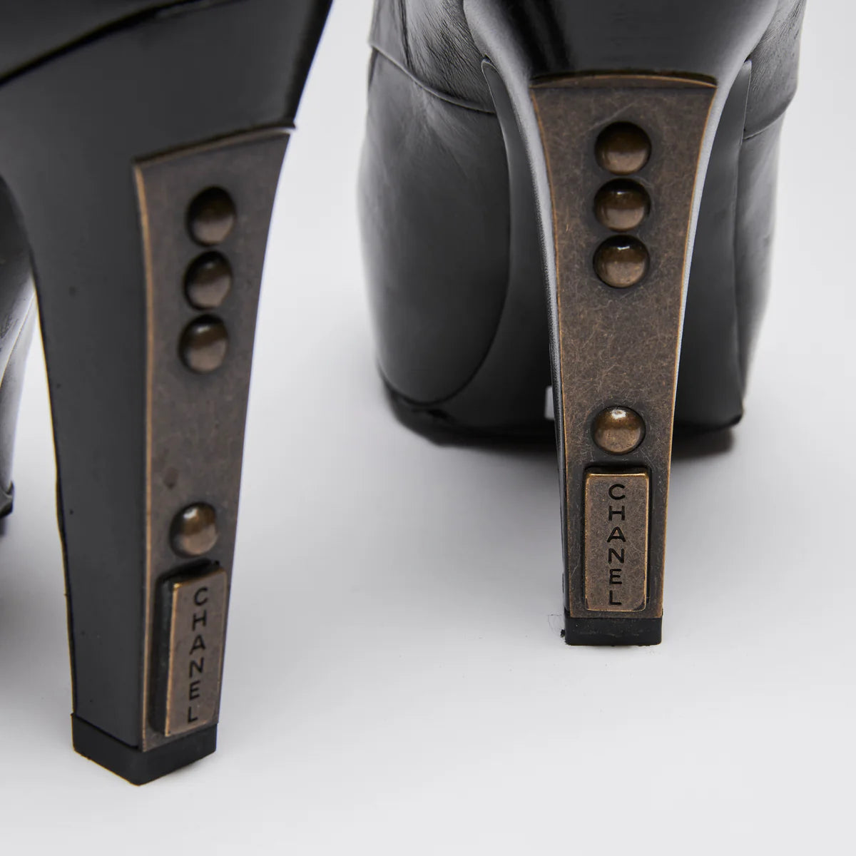Pre-Loved Chanel™ Lace Up High Heel Ankle Boots Size 35