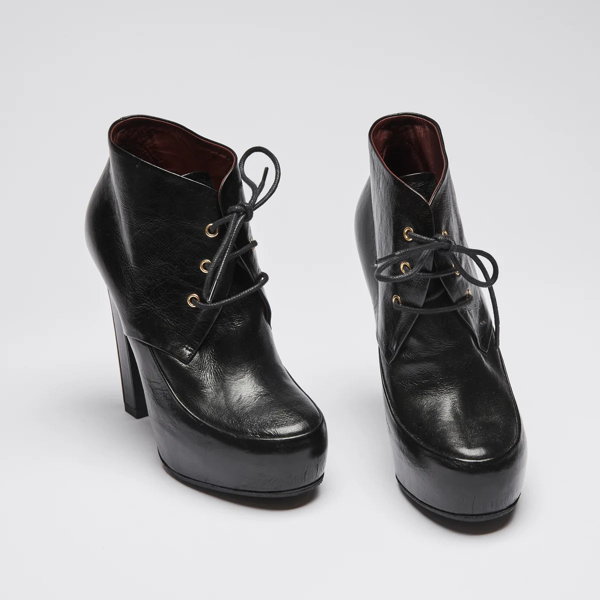 Pre-Loved Chanel™ Lace Up High Heel Ankle Boots Size 35
