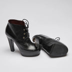 Pre-Loved Chanel™ Lace Up High Heel Ankle Boots Size 35