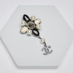 Pre-Loved Chanel™ Black/White Cabochon Stones and Pearl Bijou Brooch Coeur Cult Core