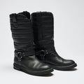 Pre-Loved Chanel™ Black Quilted Leather Mid Boots Size 38.5