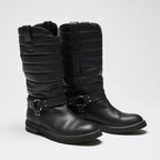 Pre-Loved Chanel™ Black Quilted Leather Mid Boots Size 38.5