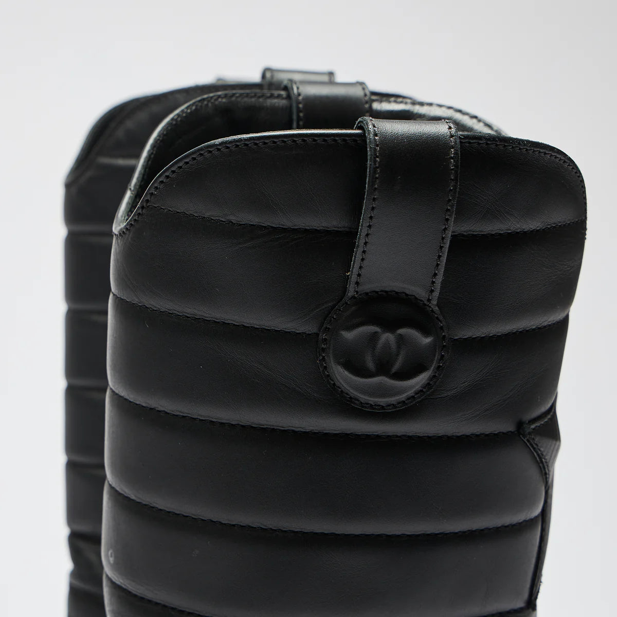 Pre-Loved Chanel™ Black Quilted Leather Mid Boots Size 38.5